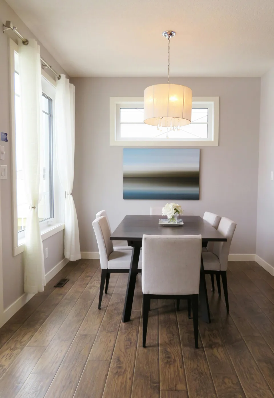 Plank flooring in a dining nook